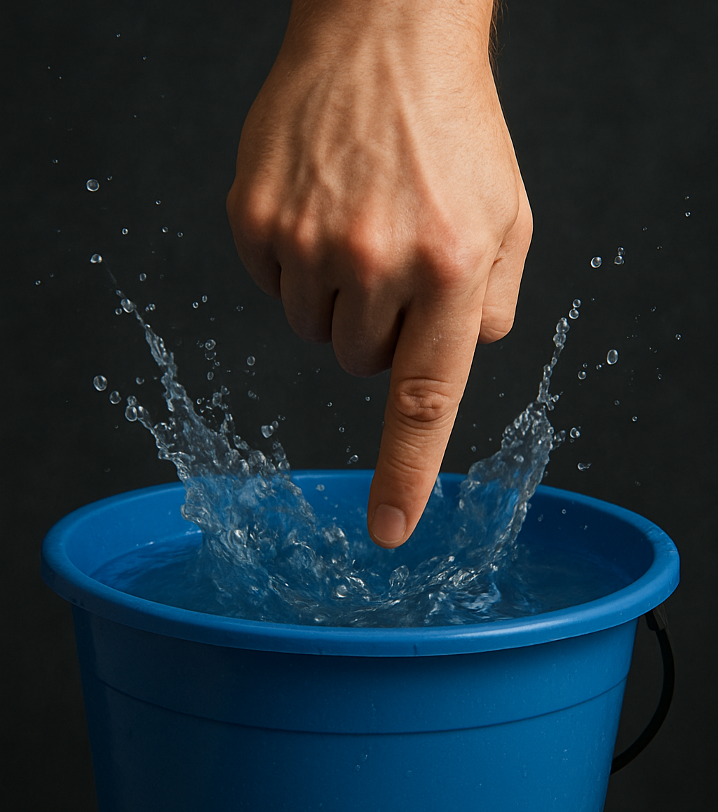 “A fist out of a bucket of water”